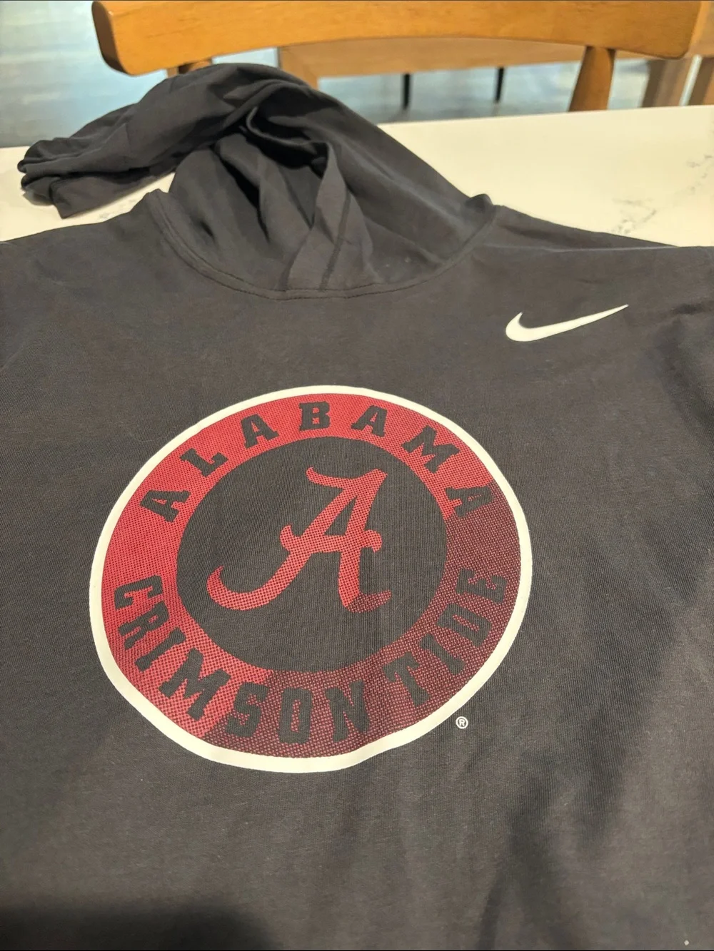 Nike Black Hooded Long-Sleeve Shirt with Red Alabama Emblem